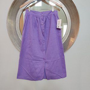 Vintage Button Front High Waist Midi Skirt Purple Size 8 Debra Michelle